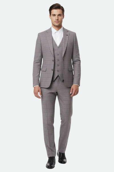 Sabri Özel Bordo VEST SUIT RM