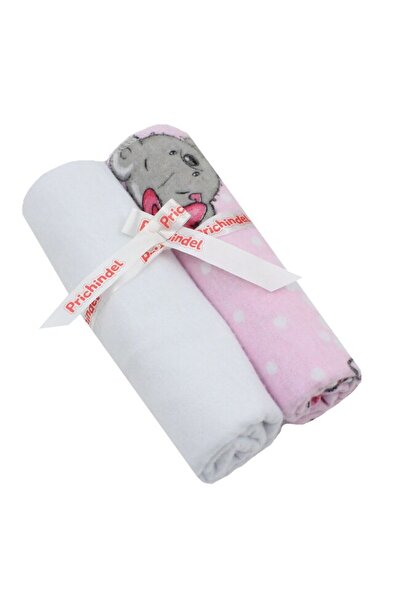 PRICHINDEL Set of 2 cotton diapers, "It is a girl", pink, 80x70 cm