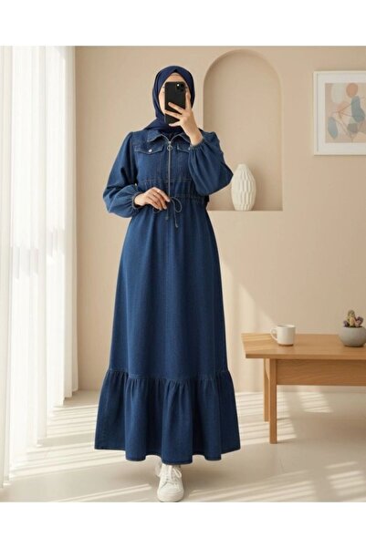 modasindoma Women's Drawstring Waist Denim Dress