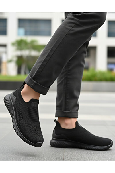 Wickers 2871 Black Daily Men's Orthopedic Knitwear Light Sole Sports Shoes