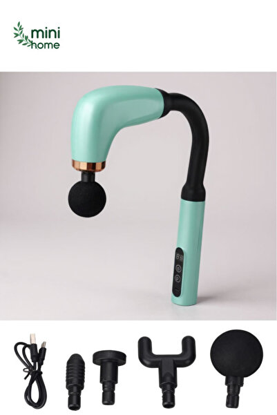 MiniHome Şarjlı Uzun Saplı Masaj Aleti | 9 Kademeli Hız | 4 Başlık | 9 Farklı...