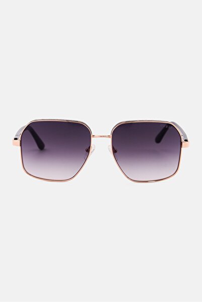 Guess Women GU0010705B58 Geometric Sunglasses, Black/Rose Gold