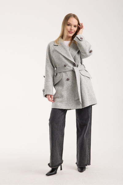 ŞEYDA ERTEM Gray Color Fish Scale Wool Coat