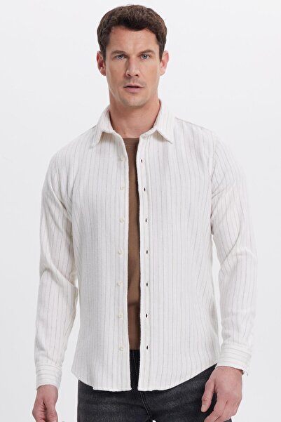 Tudors Men's Slim Fit slim fit button down striped lumberjack shirt