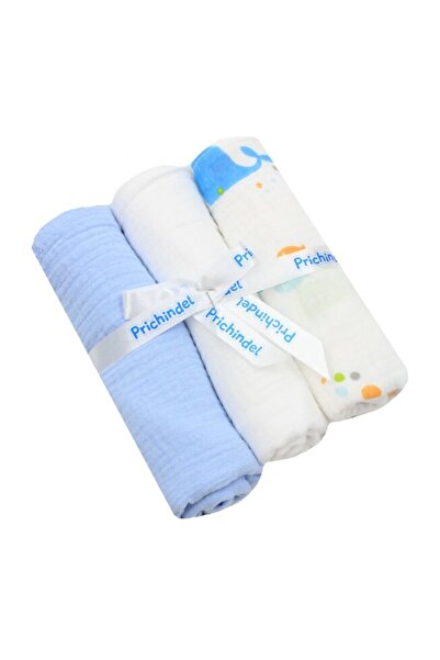 PRICHINDEL Set de 3 scutece de muselină, Eli și balenă albastră, multicolore,...