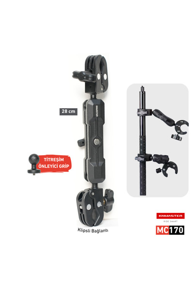 Knmaster MC170 – 360° Ayarlanabilir Motosiklet Çift Yengeç Kelepçeli Aksiyon Kamera Destek Aparatı