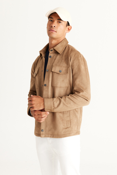 ALTINYILDIZ CLASSICS Beige Standard Fit Regular Cut Shirt Collar Coat