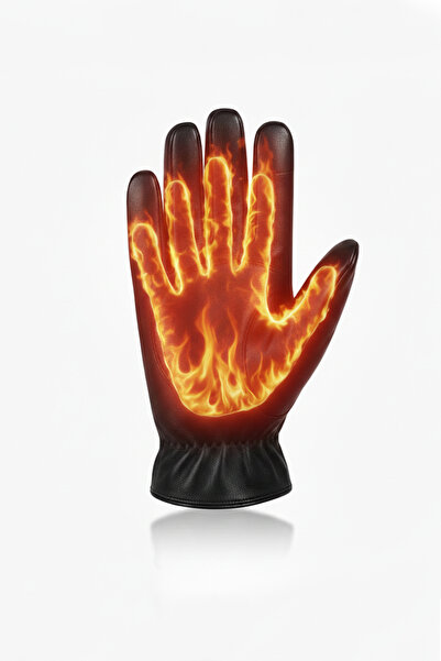 DeepSEA Men's Black Fur Lined Touch Screen Compatible Faux Leather Gloves 2600164