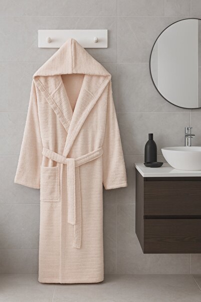 sternen glanz New Nature Cotton Hooded Bathrobe with Pockets Plus Size