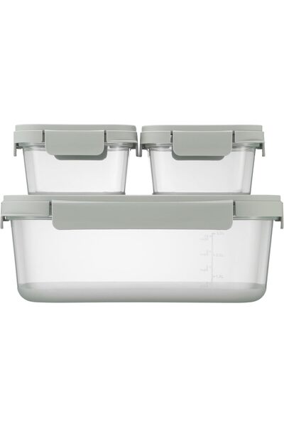 locknlock مجموعة تخزين الطعام نستوبيا، 3 قطع (2×500 مل، 1×2.7 لتر) - محكمة الغلق، مناسبة للميكروويف والفريزر
