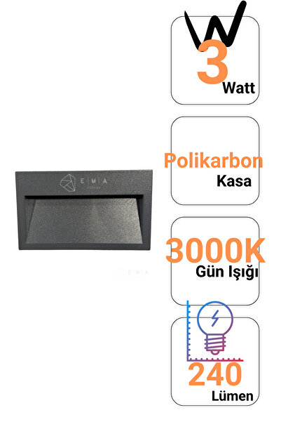 Ema Dükkan Koridor Merdiven Aydınlatma Armatürü 3W 3000K IP44 240 Lümen 220V ...