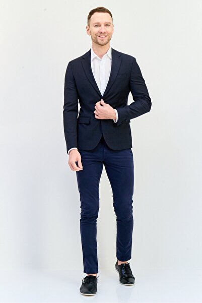 CELIO Men Regular Fit Micro Check Print Semi Formal Blazer, Dark Grey