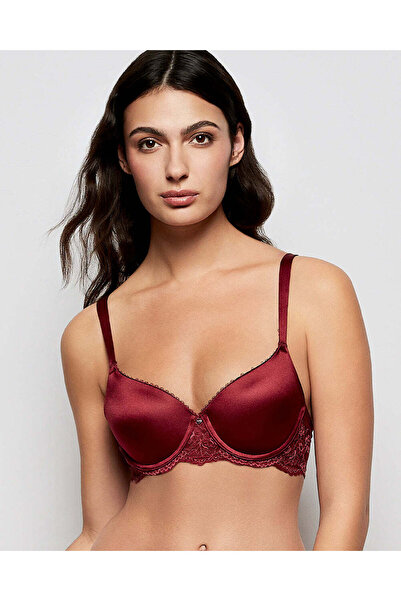 La senza حمالة صدر كاملة التغطية مبطنة بشكل خفيف باللون الأحمر الفاخر