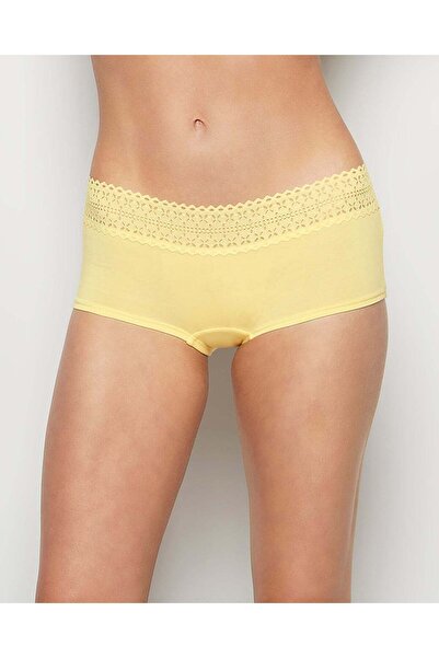 La senza سروال داخلي قصير للأولاد مع حافة دانتيل باللون الأصفر الهادئ