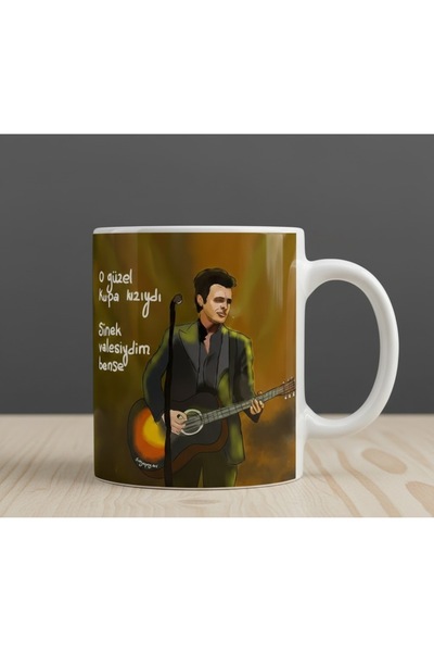 sartre art 'Teoman'' Kupa kızı Sinek Valesi Şarkı sözlü Porselen Kupa Bardak