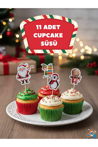 North And Peak Yılbaşı Temalı Cupcake Kürdanı Süsleri 11 Adet ( 11 Farklı Tas...