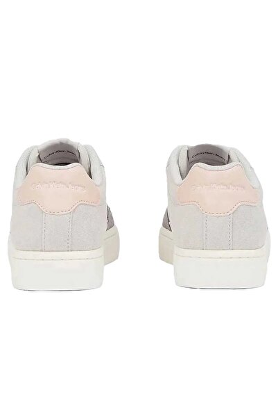 Calvin Klein Oyster Mushroom/Stormfrond Womens Leather Sneaker Genuine Leather Women's Casual Sports Shoes