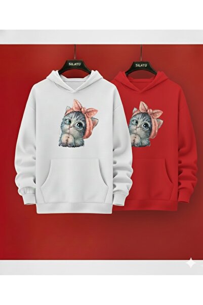 SILATU Hanorac cu glugă cu pisică drăguță (pachet de 2)