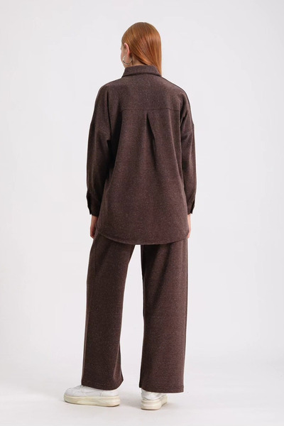 Hatun Atila Embroidered Hera Fabric Double Suit 7671 Brown