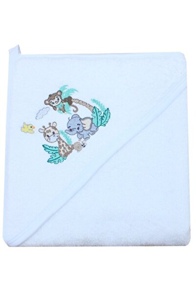 PRICHINDEL Prosop cu glugă , Prietenii animalelor, bumbac, alb, 80 x 100 cm