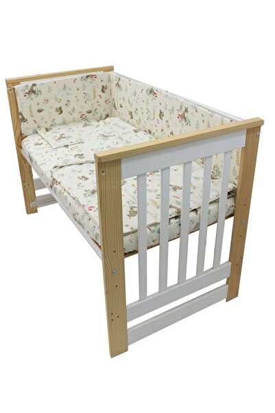 PRICHINDEL Lenjerie de pat cu 4 piese, bumbac, Vulpea mică, 120x60 cm, fildeș