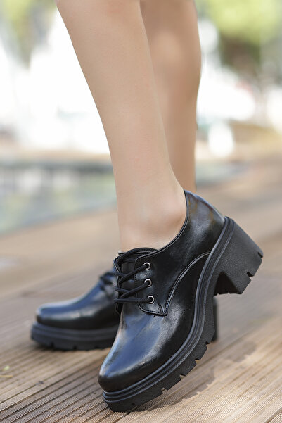 kajal ayakkabı Jvl 023 Lace-Up Thick Heeled Loafer