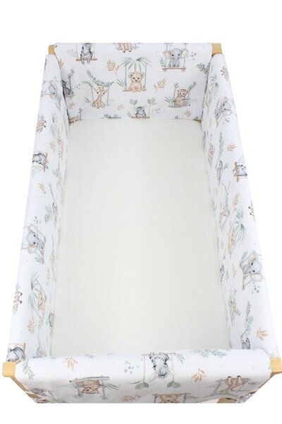 PRICHINDEL Set de protecție pentru pătuț Maxi din bumbac - Animale pe leagăn,...