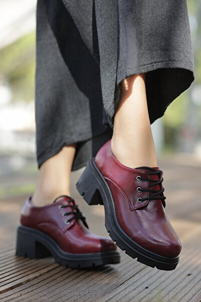 kajal ayakkabı Jvl 023 Lace-Up Thick Heeled Loafer