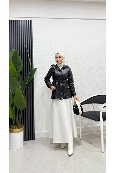 BURCU TESETTÜR معطف بدون كابوشون مع جيب بسحاب 6264