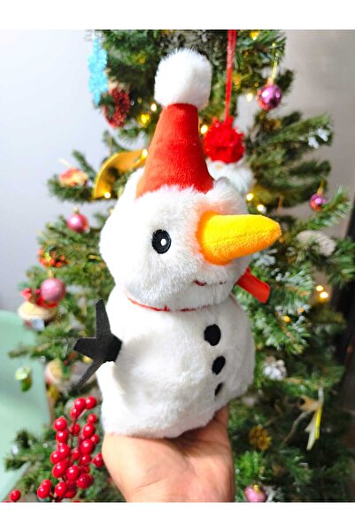 LRS STORE Christmas Plush Snowman Toy 30 cm – Pine Tree Decoration – Cute Christmas Gift