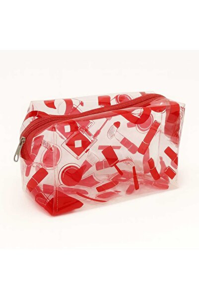 Lucani Cosmetic Transparent Pvc Makeup Bag Red |   Waterproof Practical Cosmetic Bag