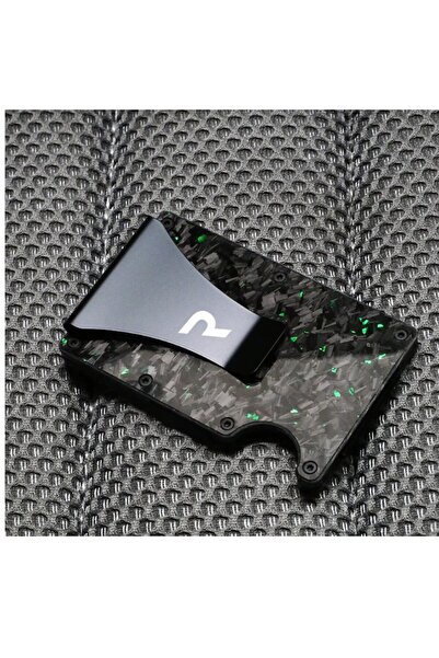 RAVADINO Ravaldi™ Carbon Fiber Card Wallet, RFID Anti-Theft, Unisex, Black/Green