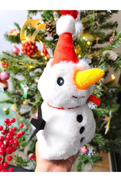 LRS STORE Christmas Plush Snowman Toy 30 cm – Pine Tree Decoration – Cute Christmas Gift