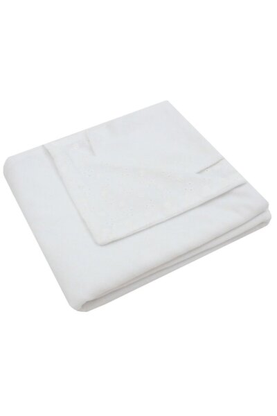 PRICHINDEL Velour blanket with embroidered muslin reverse, white, 80 x 100 cm