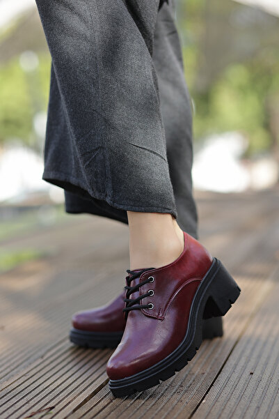 kajal ayakkabı Jvl 023 Lace-Up Thick Heeled Loafer