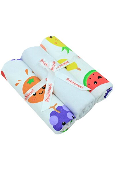 PRICHINDEL Set of 3 Cotton Flannel Cloth Diapers, Fruits, Multicolor, 80 x 70 cm
