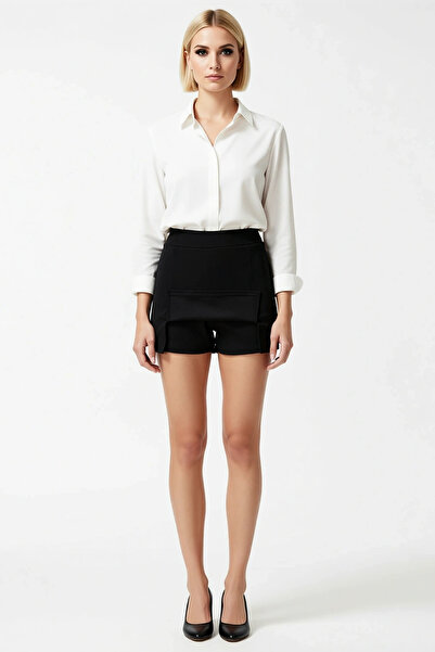 BENERLY تنورة قصيرة للنساء بخصر عادي شق بنمط عادي من قماش الإنترلوك عملي ومتي...