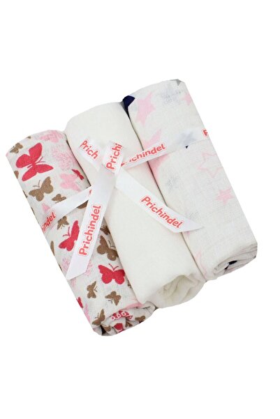 PRICHINDEL Set of 3 muslin cloths, Butterfly and Stars, multicolor, 75 x 70 cm