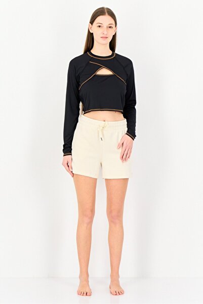 Hurley Women Petite Long Sleeves Textured Rash Guard, Black