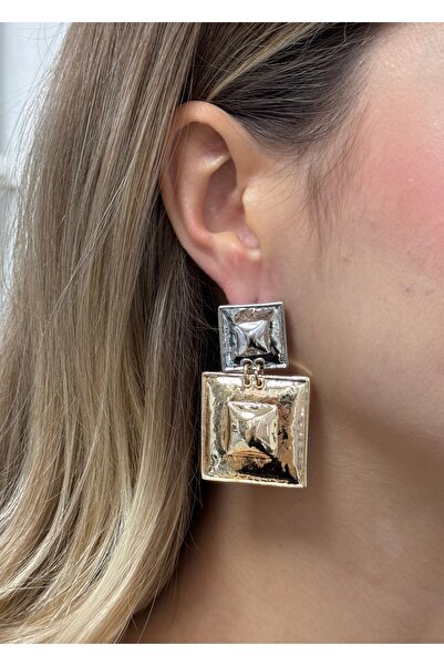 KİLİGİSTANBUL Gold& Silver Retro Gold Earrings