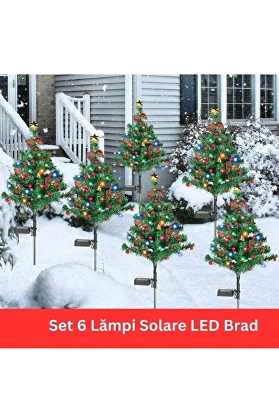 OEM Set of 6 Solar LED Fir Lights 68 cm – Multicolor, Waterproof, Stake Mounted