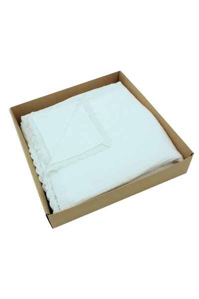 PRICHINDEL Lace baby blanket, triple-layer muslin, Anto, white, 80 x 100 cm