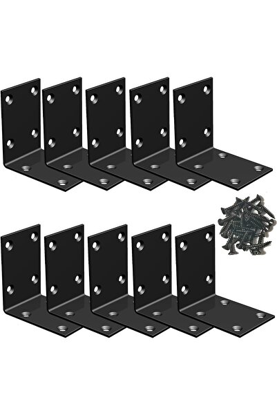 KASTWAVE L Bracket, 10 Pc Heavy Duty Stainless Steel Corner Braces, Black