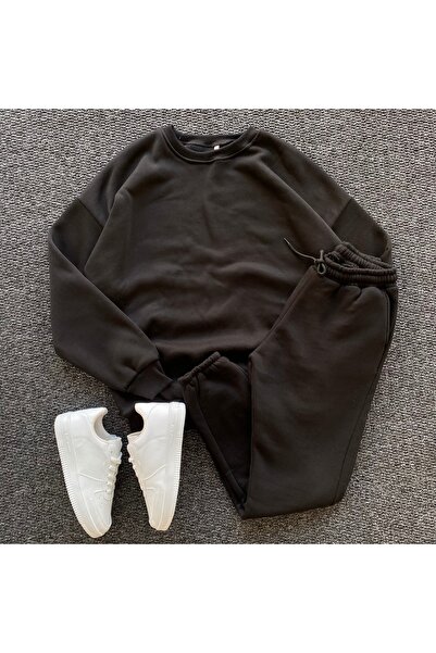 THANBUTİK طقم ملابس علوية وسفلية من القطن مكون من قصة فضفاضة قطع للجنسين