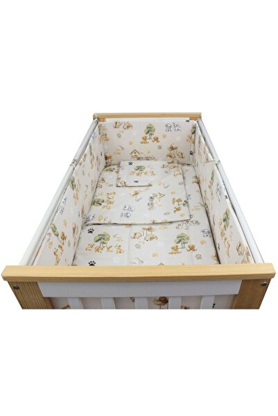 PRICHINDEL Set de lenjerie de pat din bumbac, 5 piese, căței, 120x60 cm, ivory