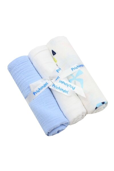 PRICHINDEL Set de 3 cârpe de muselină, Eli și dinozauri, multicolore, 80 x 67 cm