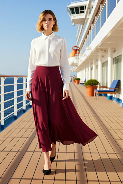 BENERLY تنورة ماكسي نسائية من قماش يوريو الشيفون، تصميم عملي، متين، عالي الجو...