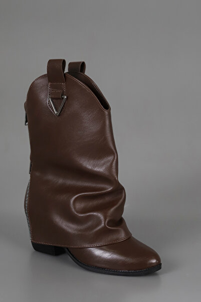 GİNZA SHOES Btkv10 Half Cowboy Boots with Back Zipper Detail