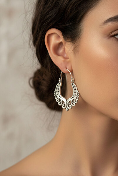 Clandestino Ethnic Patterned Bohemian Silver Earrings Silver