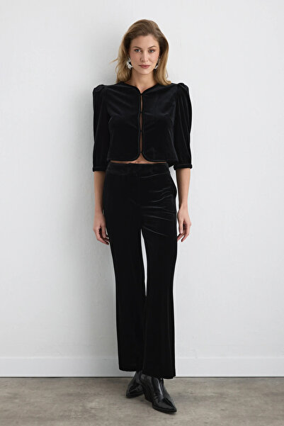 Gusto Velvet Bolero Jacket - Black